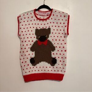 Vintage Robin Ross Teddy Bear Novelty Chunky Knit Sweater Vest